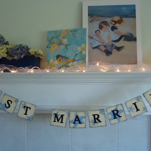 Wedding Banner-Just Married Banner- Beach Wedding Banner-Starfish Wedding-Beach Wedding Photos- Hydrangea Blue-Beach Photo Prop-