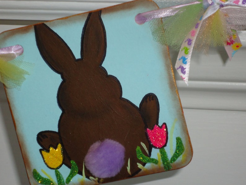 Easter Banner-Bunny Butts Banners-Easter Home Decor-Spring Banner-Nursery Decor-Easter Decorations-Easter Signs-Easter-Easter Gift-Rabbits image 2