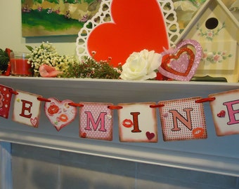 Valentines Banner -Valentine Cards-Valentines Day Party-- Valentines Garland- Valentine Photo Prop- Valentines Day Gifts- Valentines Decor