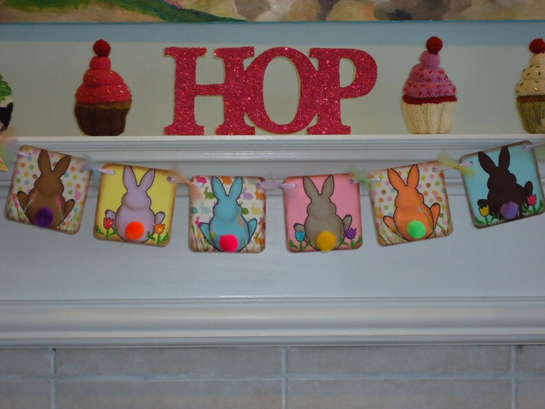 Easter Banner-Bunny Butts Banners-Easter Home Decor-Spring Banner-Nursery Decor-Easter Decorations-Easter Signs-Easter-Easter Gift-Rabbits image 4