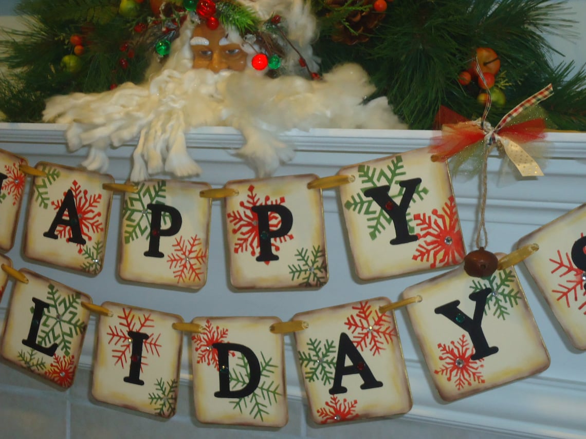 Christmas Banner christmas Garland Happy Holiday Banner Etsy