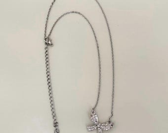 Stainless Steel Silver Bow Necklace