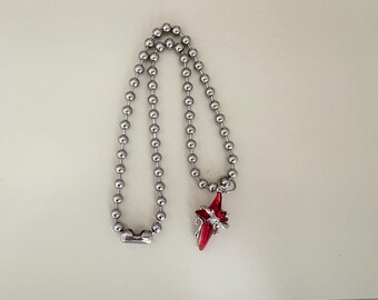 Chunky Stainless Steel Ballchain Blood Drip Necklace