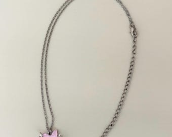 Stainless Steel Pink Butterfly Necklace