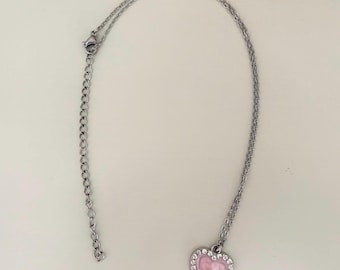 Stainless Steel Pink Heart Necklace