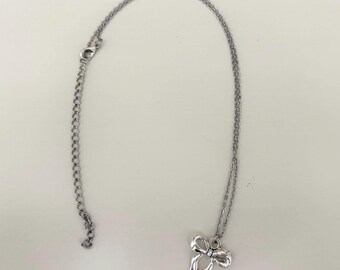 Stainless Steel Silver Bow Necklace