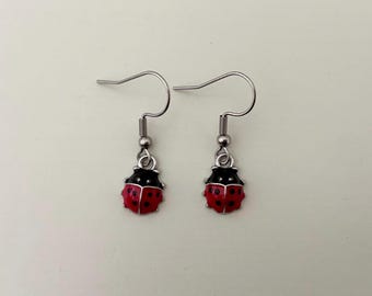 Ladybug earrings with stainless steel hook