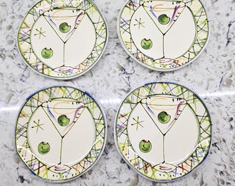 Set of 4 Cocktail-Themed Plates: Julia Junkin Studio