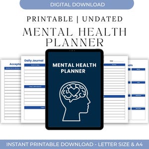Printable Mental Health Planner, Mood Tracker, Self Care Planner, Mental Health Plan, Digital Download, Therapy Journal, Health Planner