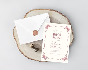 Elegant Bridal Shower Invitation Template, DIY Modern Invite (Digital Download)