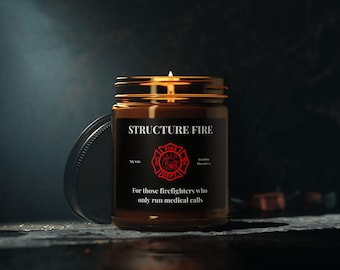 Soy Candle, Firefighter Gift, Structure Fire Candle, Amber Jar Candle, Funny Candle for Firefighters, Unique Candle Gift, Home Decor