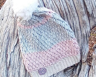 Back to Basics Slouchy Beanie with Aspen Tree Button