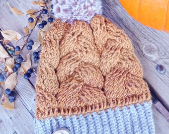 アスペンツリーボタン付きバックトゥベーシックスラウチービーニー