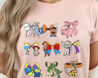Camiseta vintage con lazos de Toy Story, camiseta a juego de Toy Story Land, viaje familiar a Disneyland, Woody, Buzz, Jessie, Bo, Peep