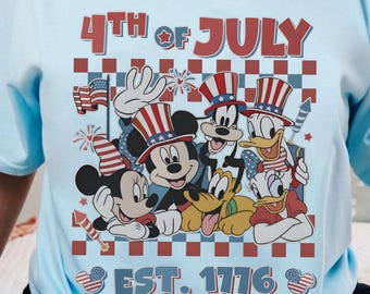 Vintage Mickey & Friends 4Th Of July Shirt, 4Th Of July Est 1776 T-shirt, Disney Fourth of July Matching Tees, America Shirt, Patriotic Day