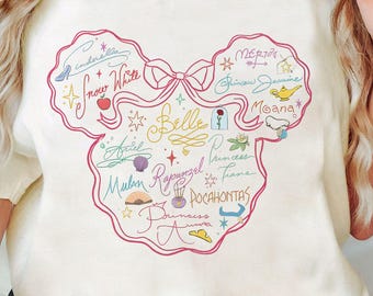 Cute Coquette Bows Mickey Head Disney Princess Signature Shirt, In My Disney Princess Era T-shirt, Disneyland Family Holiday Vacation 2025