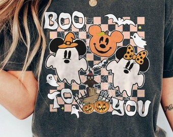 Mickey Minnie Boo To You Comfort Colors Shirt, Mickey Minnie Ghost Halloween Shirt, Mickey Minnie Pumpkin Shirt, Disney Spooky Season Shirt