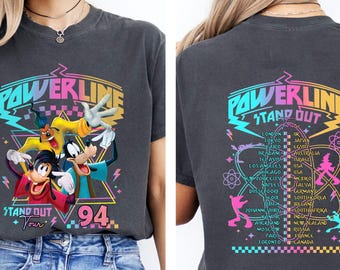 Retro 2-Sided 90S Goofy Movie Shirt, Max Goofy Roxanne Powerline Tshirt, Disney Goofy Movie Tee, Disney Family Matching Trip, Magic Kingdom