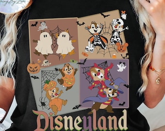 Vintage Disney Halloween Shirt, Chip And Dale Trick Or Treat T-shirt, Mickey's Not-So-Scary Halloween Party, Spooky Season Disney Tee