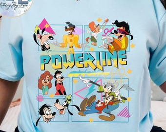Camiseta retro de la película Goofy de Disney, camiseta de Max y Roxanne Powerline, viaje destacado de Disney, vacaciones familiares a Disneyland 2026