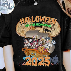 Mickey & Friends Halloween On The High Seas Shirt, Disney Wish Fantasy Magic Wonder T-shirt, Disneyland Family Halloween Cruise 2025 Trip