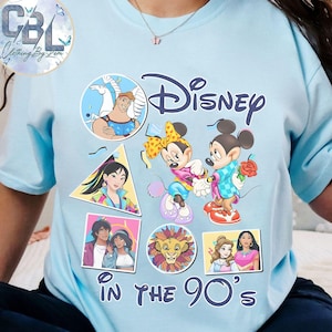 Disney Mickey & Friends In The 90S Shirt, Hercules Simba Pocahontas Belle Mulan Aladdin Tshirt, Disneyland Family Holiday Vacation 2025 Trip