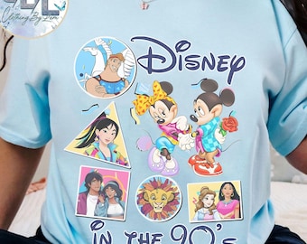 Camiseta de Mickey y sus amigos de Disney de los 90, camiseta de Hércules, Simba, Pocahontas, Bella, Mulán y Aladdin, viaje familiar a Disneyland 2026