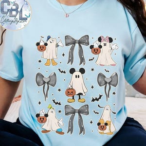 Vintage Mickey & Friends Ghost Coquette Bow Halloween Shirt, Disney Mickey&#39;S Not So Scary Party T-shirt, Disneyland Spooky Season 2025 Trip