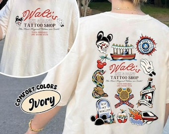 Vintage Walt's Ink & Paint Tattoo Shop T-Shirt, Disney Flash Tattoo Tee, Disneyworld Trip Shirt, Vintage Magic Kingdom Tattoo Tee