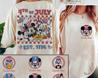 2-Sided Mickey & Friends 4Th Of July Shirt, 4Th Of July Est 1776 T-shirt, Disney Fourth of July Matching Tees, America Shirt, Patriotic Day