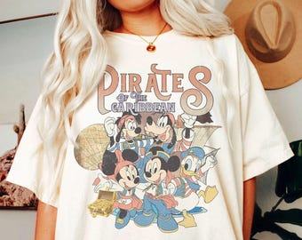 Komfort Farben Vintage Fluch der Karibik Disneyworld Shirt, Mickey Pirates Shirt, Disneyworld Trip 2026 Shirt, Mickey Karibik Shirt
