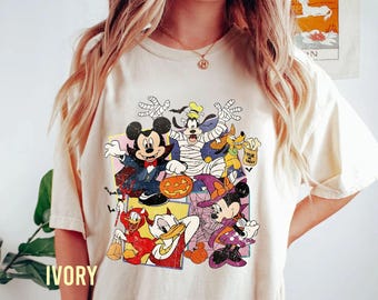 Retro Musse Pigg och vänner Halloween-tröja, Disney Halloween-tröja, Glad Halloween, Disney skelett-tröja, Musse Pigg inte så läskig, Disney-tröja