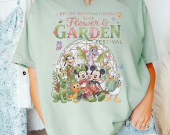 Vintage Disney Epcot International 2026 Flower And Garden Festival Shirt, Mickey And Friends Figment Orange Bird Tee, WDW Family Trip Shirt