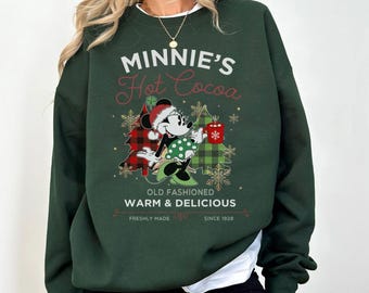 Vintage Minnie Hot Cocoa Weihnachtshemd, Disney world Disneyland Weihnachten, Mickey sehr frohe Weihnachten Hemd, Minnie Weihnachtshemd