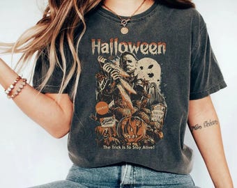 Vintage Michael Myers Halloween Comfort Colors Shirt, Horror Movie Shirt, Retro Halloween Shirt, Myers Thriller Friday the 13th Horror Shirt