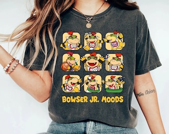 Söt Nintendo Bowser Jr. Moods-tröja Nintendo Super Mario Bowser Jr. T-shirt Disneyland-tröja Gamer-tröja Gåva Mario Yoshi Barn-t-shirt