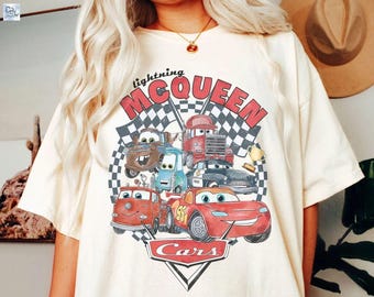 Retro Lightning Mcqueen Shirt, Vintage Disney Cars Shirt, Cars Character, Car Theme Birthday Shirt, Disney Car Pixar Shirt, Disney Cars Land