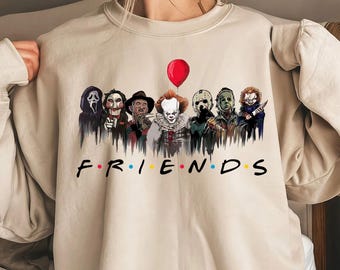 Halloween Sweatshirt, Halloween Horror Characters Shirt, Horror Characters Friends Shirt, Horror Movie Characters, Friends Halloween Shirt