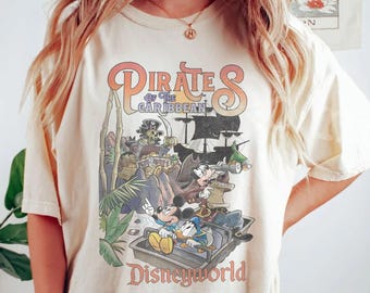 Camisetas vintage Piratas do Caribe Disneylândia, camiseta Mickey Caribe, camiseta Mickey Piratas, Mickey e amigo, camiseta combinando para a família