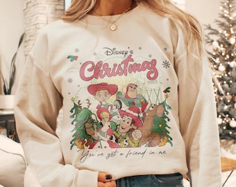 Comfort Colors Toy Story You've Got A Friend Christmas Sweatshirt, Disney Group Christmas Sweatshirt, Disney Family Christmas Party 2026 Tee
