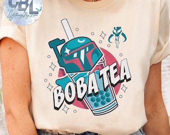Funny Boba Fett Bubble Tea Shirt, Vintage Star Wars Bounty Hunter Tshirt, May The Force Be With You, Star Wars Day 2026, Galaxy's Edge Trip