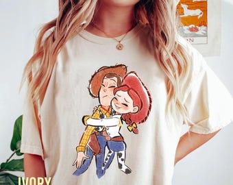 Camiseta vintage de Toy Story, Woody y Jessie, colores cómodos, camisetas de Disneyland, familia Disney, Disney Toy Story, camiseta Disney, Disney Pixar