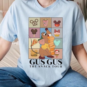 Vintage Gus Gus Mouse The Snack Tour-shirt, Disney Assepoester Princes Gus Gus ziet eruit als een snack, Disney Family Trip 2025 Tee