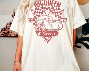 Camiseta de Cars de Disney, camiseta de Cars Pixar, camiseta de Disney para mujer, camiseta Light McQueen, camiseta de Disneyland, camiseta de Disney Cars Land, McQueen 1977