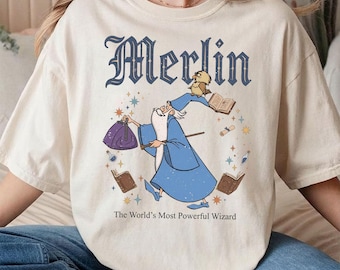 Vintage Disney Merlin and Archimedes Owl T-Shirt, World's Most Powerful Wizard Tee, Sword in the Stone Movie Shirt, Disneyland Visit