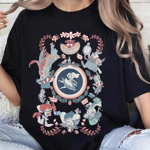 Vintage Disney Alice In Wonderland Card Style Mashup Shirt, Disney Family Birthday Tshirt, Disney Family Trip 2025, Magic Kingdom Vacation