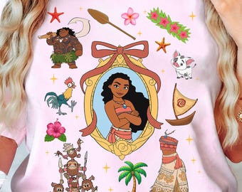 Coquette Bow Disney Moana Shirt, Cute Moana Princess Tshirt, Disneyland Family Vacation, Birthday Girl Matching Trip, Magic Kingdom