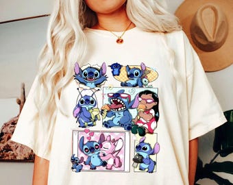 Camiseta de Lilo y Stitch, camiseta con estampado vintage de Stitch, Disney World, camiseta de viaje a Disneyland, Disney, camiseta de Disney Mouse, camiseta bonita de Disney