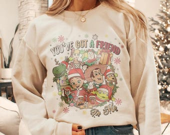 Toy Story Christmas Sweatshirt, Woody Buzz Lightyear Holiday Shirt, You've Got a Friend in Me Disney Pixar T-Shirt, Disney Family Christmas
