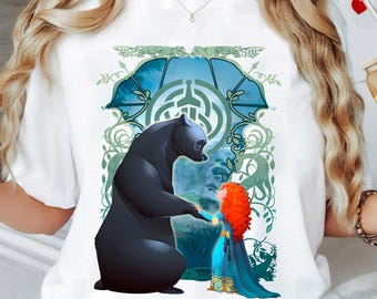 Vintage Disney Pixar Brave Shirt, Merida And Bear Profile Portrait Retro Tshirt, Disney Family Trip 2026 Tee, Magic Kingdom Vacation